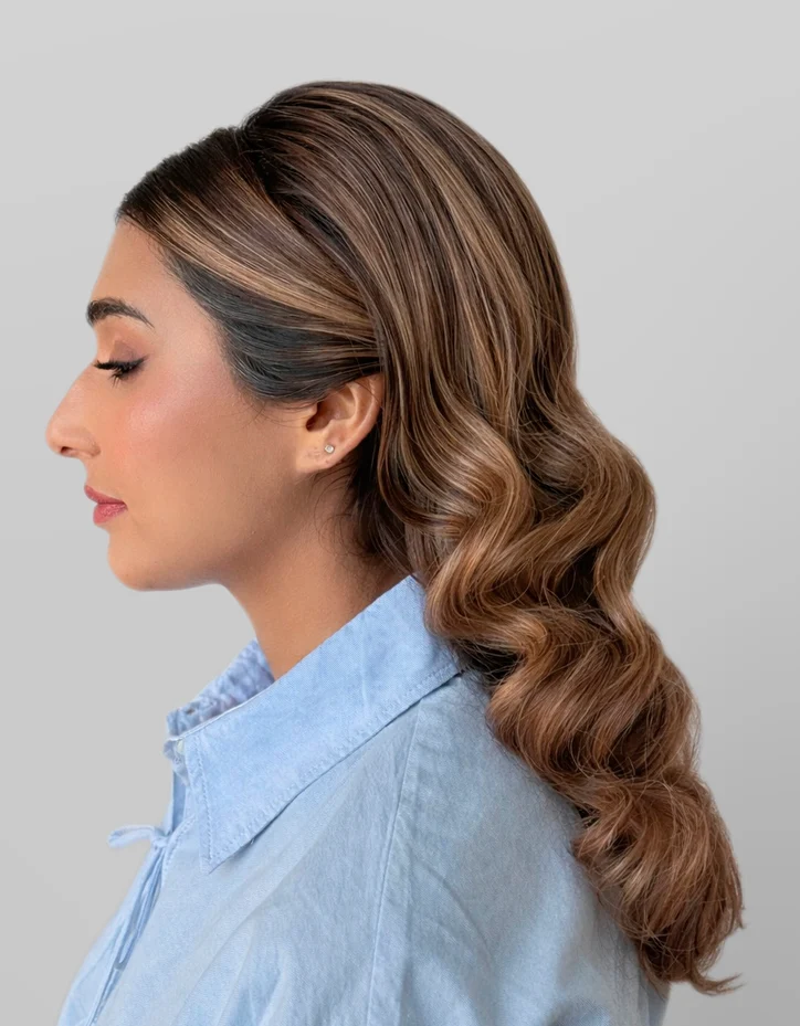 Hollywood waves hairstyle by professional hair stylist in Dubai